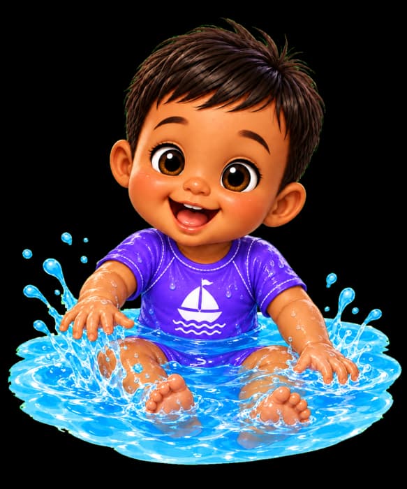 Noah profite joyeusement de l’eau chaude