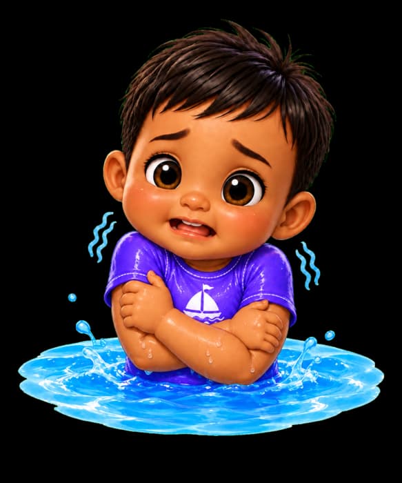 Noah réagit à une eau trop froide